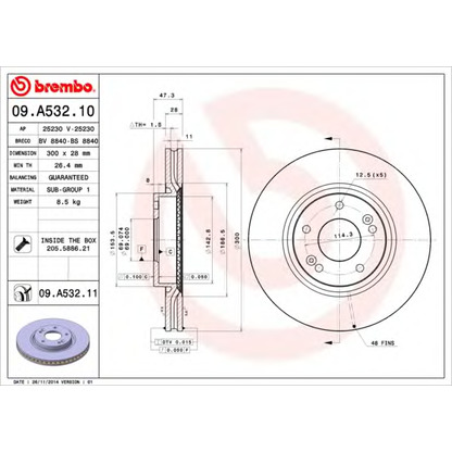 Zdjęcie Tarcza hamulcowa BREMBO 09A53211