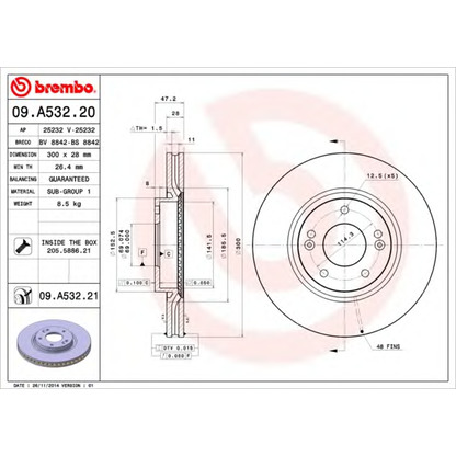 Photo Disque de frein BREMBO 09A53221