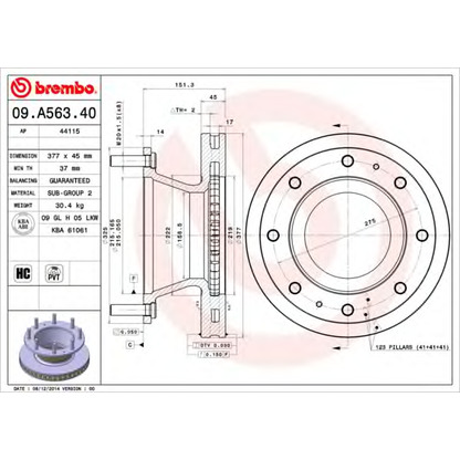 Photo Disque de frein BREMBO 09A56340