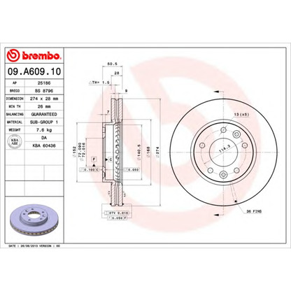 Foto Disco  freno BREMBO 09A60910