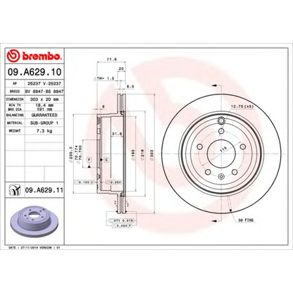 Фото Тормозной диск BREMBO 09A62910