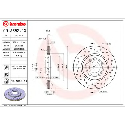 Photo Disque de frein BREMBO 09A6521X