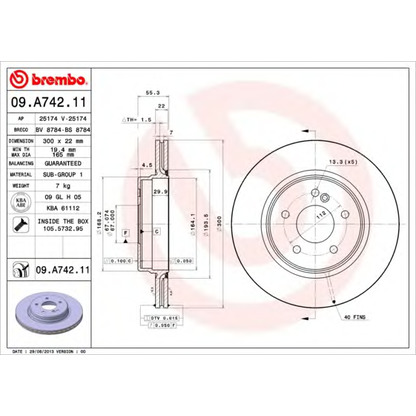 Photo Disque de frein BREMBO 09A74211