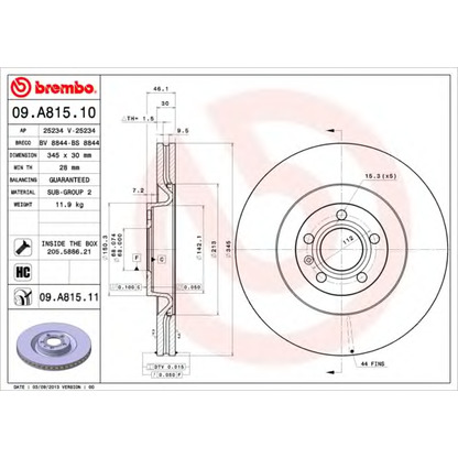 Zdjęcie Tarcza hamulcowa BREMBO 09A81510