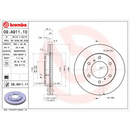 Photo Brake Disc BREMBO 09A91110