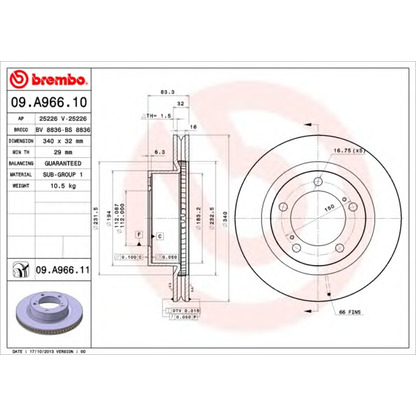 Zdjęcie Tarcza hamulcowa BREMBO 09A96611