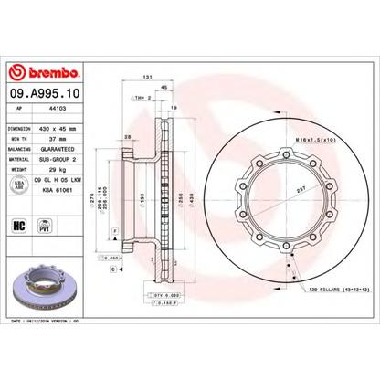 Photo Brake Disc BREMBO 09A99510