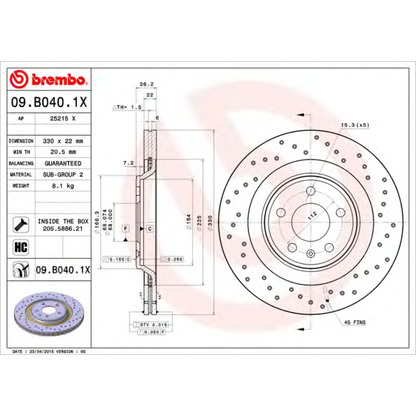 Photo Brake Disc BREMBO 09B0401X