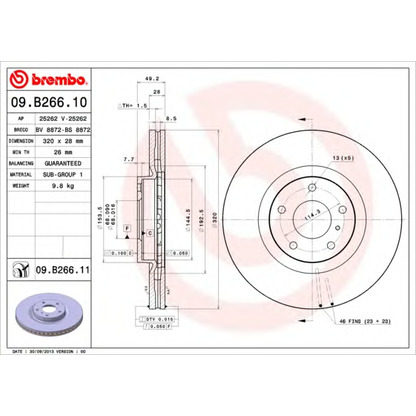 Фото Тормозной диск BREMBO 09B26611