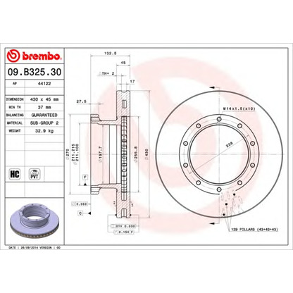 Фото Тормозной диск BREMBO 09B32530