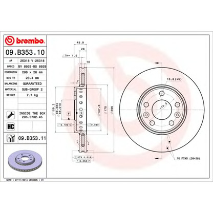 Zdjęcie Tarcza hamulcowa BREMBO 09B35310