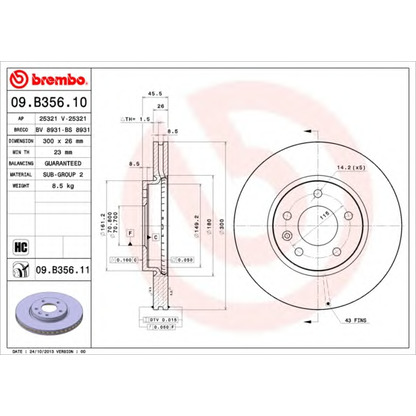 Zdjęcie Tarcza hamulcowa BREMBO 09B35610