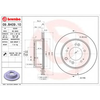 Zdjęcie Tarcza hamulcowa BREMBO 09B40910