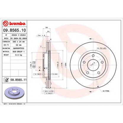 Zdjęcie Tarcza hamulcowa BREMBO 09B56510