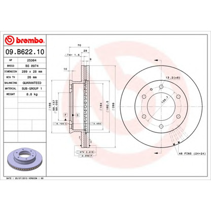 Zdjęcie Tarcza hamulcowa BREMBO 09B62210