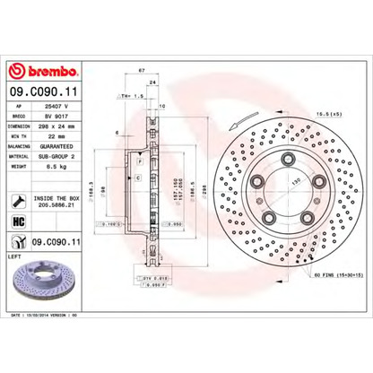 Zdjęcie Tarcza hamulcowa BREMBO 09C09011