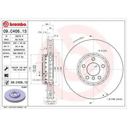 Фото Тормозной диск BREMBO 09C40613