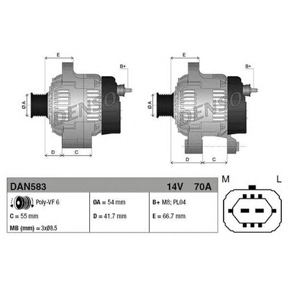 Foto Alternador DENSO DAN583