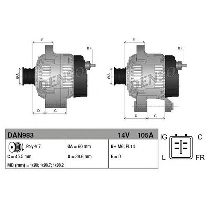 Foto Alternador DENSO DAN983