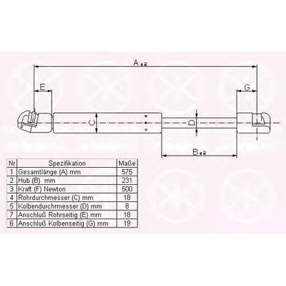 Photo Gas Spring, boot-/cargo area KLOKKERHOLM 00177100