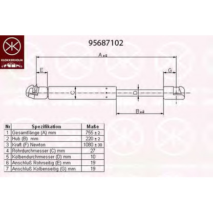 Photo Gas Spring, boot-/cargo area KLOKKERHOLM 95687102