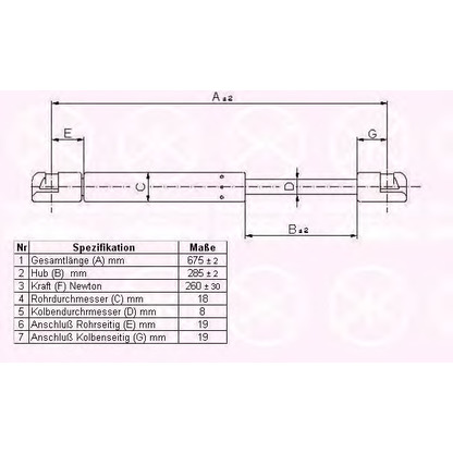 Photo Gas Spring, bonnet KLOKKERHOLM 35282800