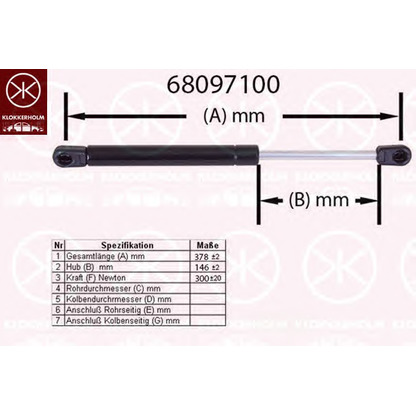 Photo Gas Spring, boot-/cargo area KLOKKERHOLM 68097100