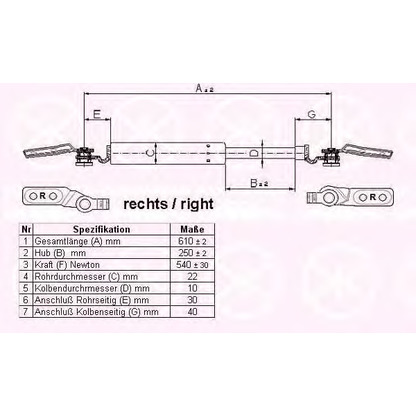 Photo Gas Spring, boot-/cargo area KLOKKERHOLM 34507102