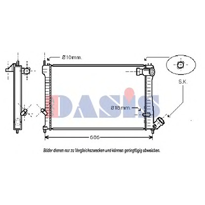 Photo Radiateur, refroidissement du moteur AKS DASIS 060004N