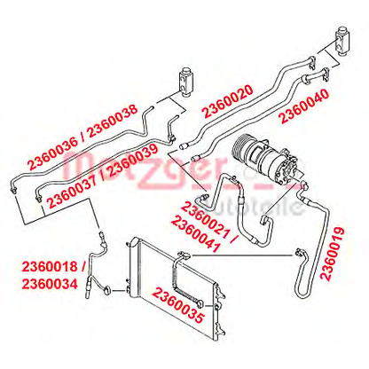 Photo High-/Low Pressure Line, air conditioning METZGER 2360019