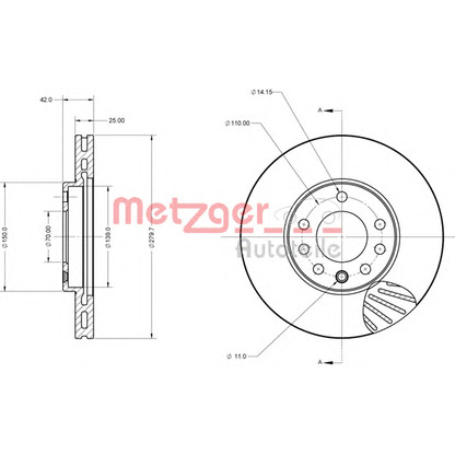 Foto Disco de freno METZGER 6110013