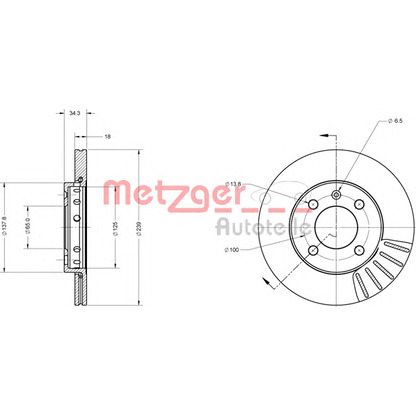 Foto Disco de freno METZGER 6110015