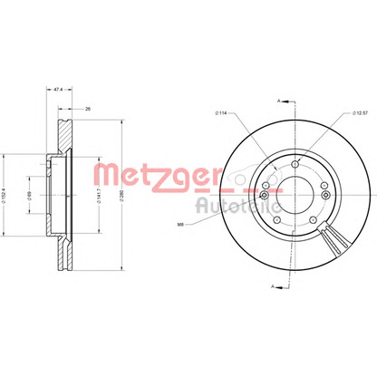 Foto Disco de freno METZGER 6110076