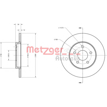 Foto Disco de freno METZGER 6110101