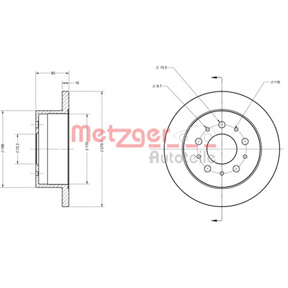 Photo Disque de frein METZGER 6110163