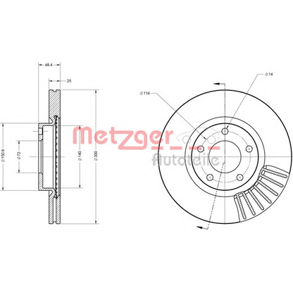 Foto Disco de freno METZGER 6110229