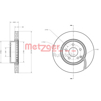 Photo Brake Disc METZGER 6110304