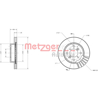 Zdjęcie Tarcza hamulcowa METZGER 6110332