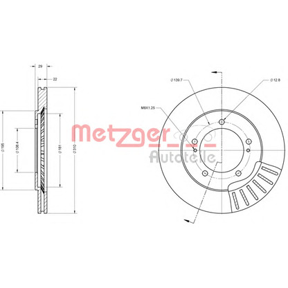 Zdjęcie Tarcza hamulcowa METZGER 6110347