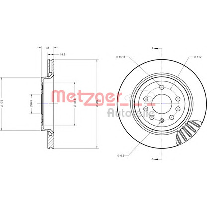 Foto Disco de freno METZGER 6110362