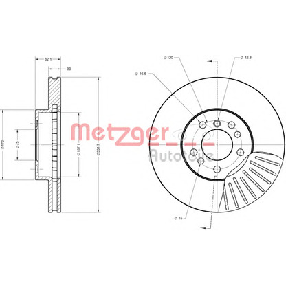 Foto Disco de freno METZGER 6110380