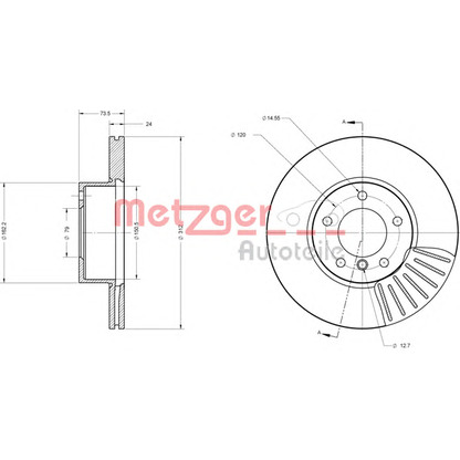 Zdjęcie Tarcza hamulcowa METZGER 6110395