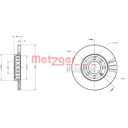 Foto Disco de freno METZGER 6110399