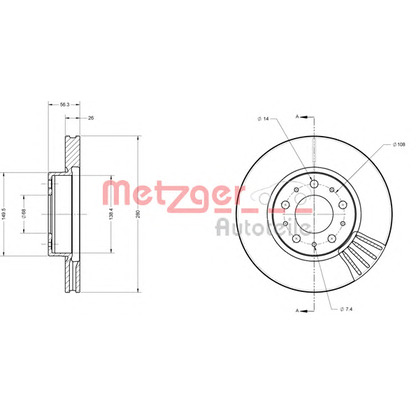 Foto Disco  freno METZGER 6110441