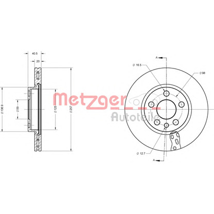 Foto Disco  freno METZGER 6110528