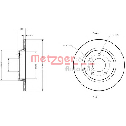 Foto Disco  freno METZGER 6110581