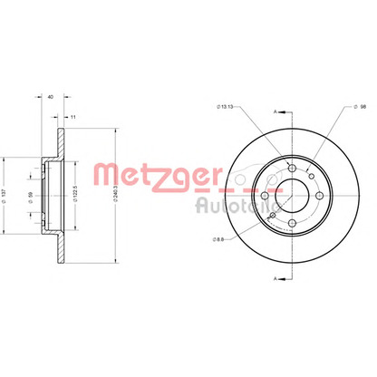 Foto Disco  freno METZGER 6110585