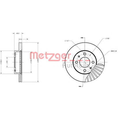 Foto Disco  freno METZGER 6110654