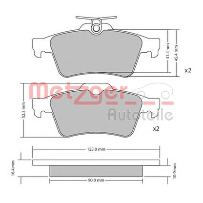 Photo Brake Pad Set, disc brake METZGER 1170006