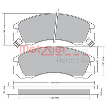 Photo Kit de plaquettes de frein, frein à disque METZGER 1170135